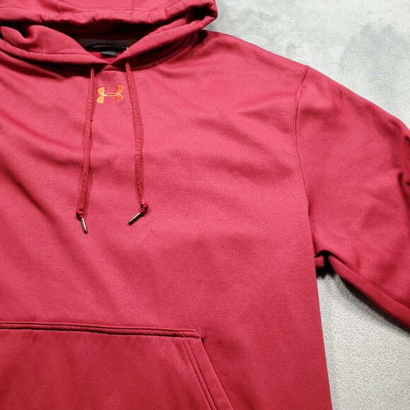 Under Armour Loose Hoodie Burgundy with Orange Embroidered Logo Men Sz L - Picture 5 of 12
